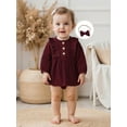 thumbnail image 5 of Miaouyo Infant Baby Girls 2Pcs Fall Romper 0 3 6 12 18 24 Months Long Sleeve Button Front Skirt Romper with Headband, 5 of 9