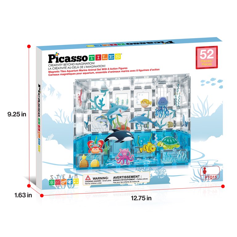 PICASSO TILES, Magnetic Tiles for Kids, 52PCS, Marine Animal Theme