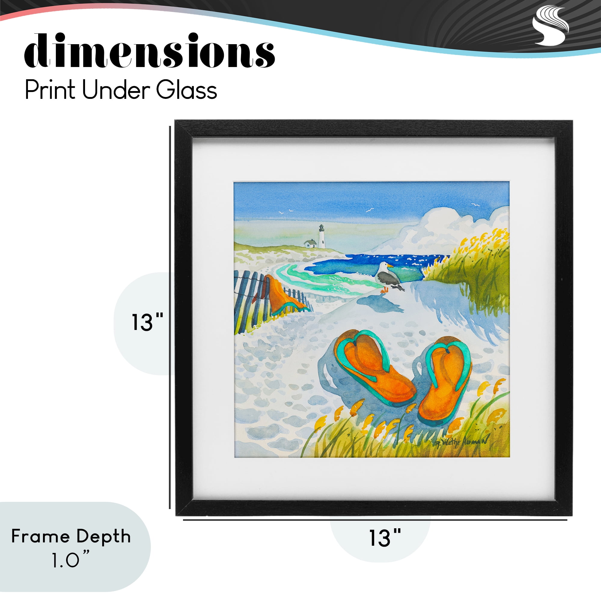 Stupell Industries Seagull & Flip Flops Black Framed Print Under Glass, design by Robin Altman