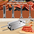 thumbnail image 3 of Hakka 11 Lbs(5 Liter) Sausage Stuffer 2 Speed Stainless Steel Horzontal Sausage Makerwith 4 Stuffing Tubes for Commercial and Home, 3 of 7