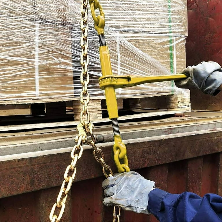 Stark USA 5,400 Lb Ratchet Binders - 2-Pack 3/8" Chain Tie Downs For Heavy Duty Hauling