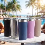 Ozark Trail 22 oz Stainless Steel Vacuum Insulated Tumbler with Leak-Proof Magnetic Slider Lid, Keeps Cold 12H, Travel Coffee Cup with Cup Holder Friendly Design, Blue Indigo