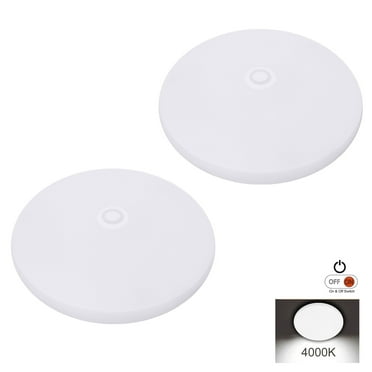 Facon 3-1/2'' LED RV Puck Light Super Slim Under Cabinet Light, 2-Packs Surface Mount Ceiling Dome Light with Push Switch, 12V DC Interior Light for RV Camper Trailer Motorhome, 4000K Cool White Light