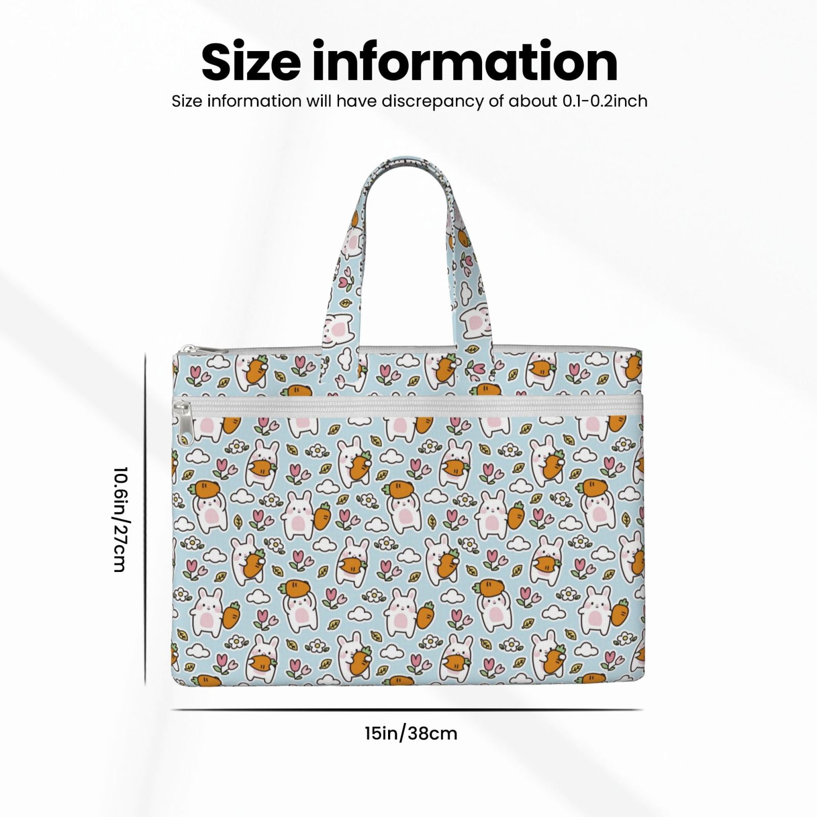 Kdxio Cute Rabbit Hold Carrot File Tote Document Bag Business Briefcase Bag Document Organizer Tote Briefcase for Letter A4 Files Business Teacher Office Bag