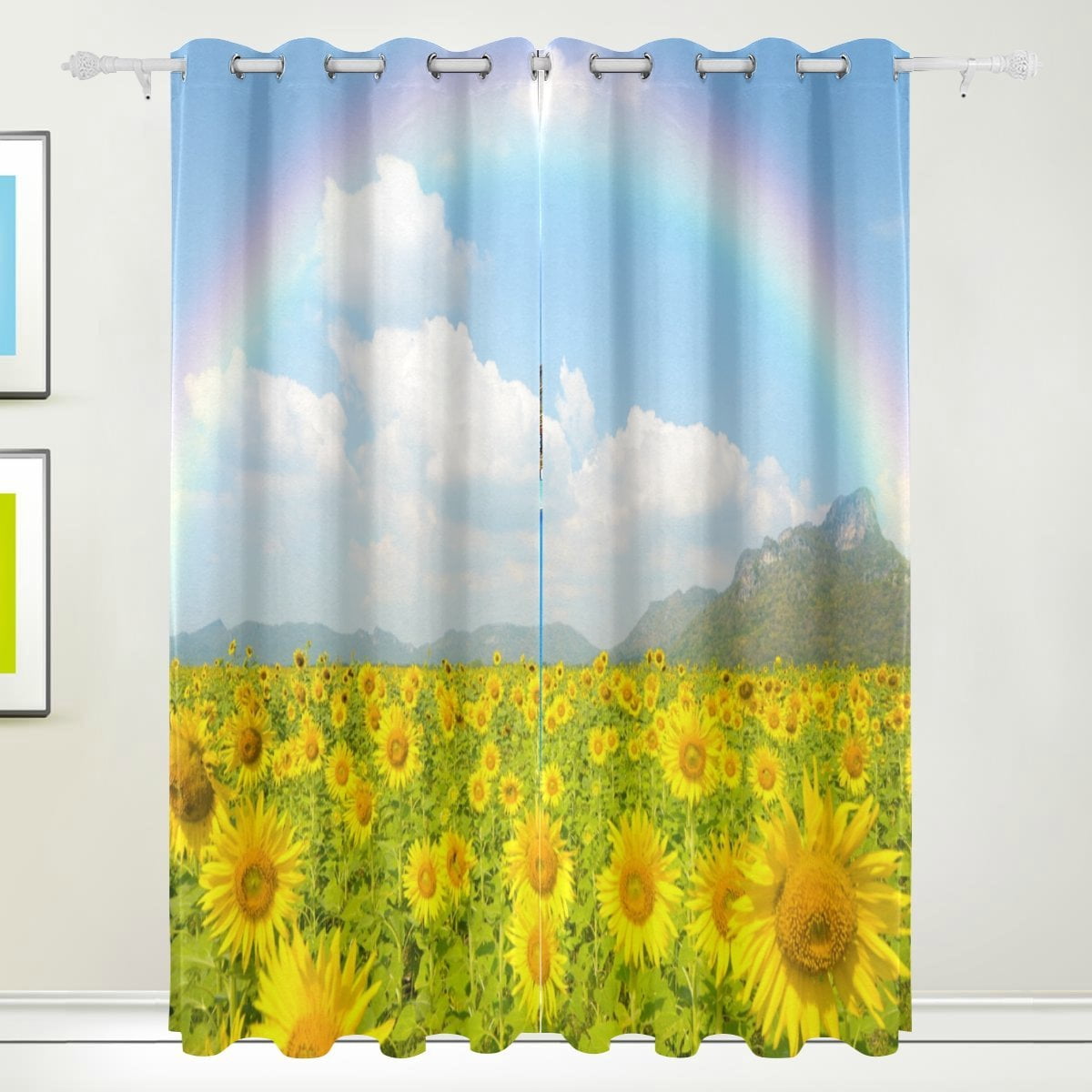 POPCreation Sunflower Field Window Curtain Blackout Curtains Darkening