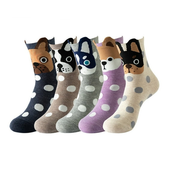 hcuribad Socks for Women, Women's Winter Mid Tube Thick Wool Soft Warm Casual Cartoon Mid Tube Socks 5 Pairs, Thigh High Stockings, Ankle Socks for Women Purple One Size
