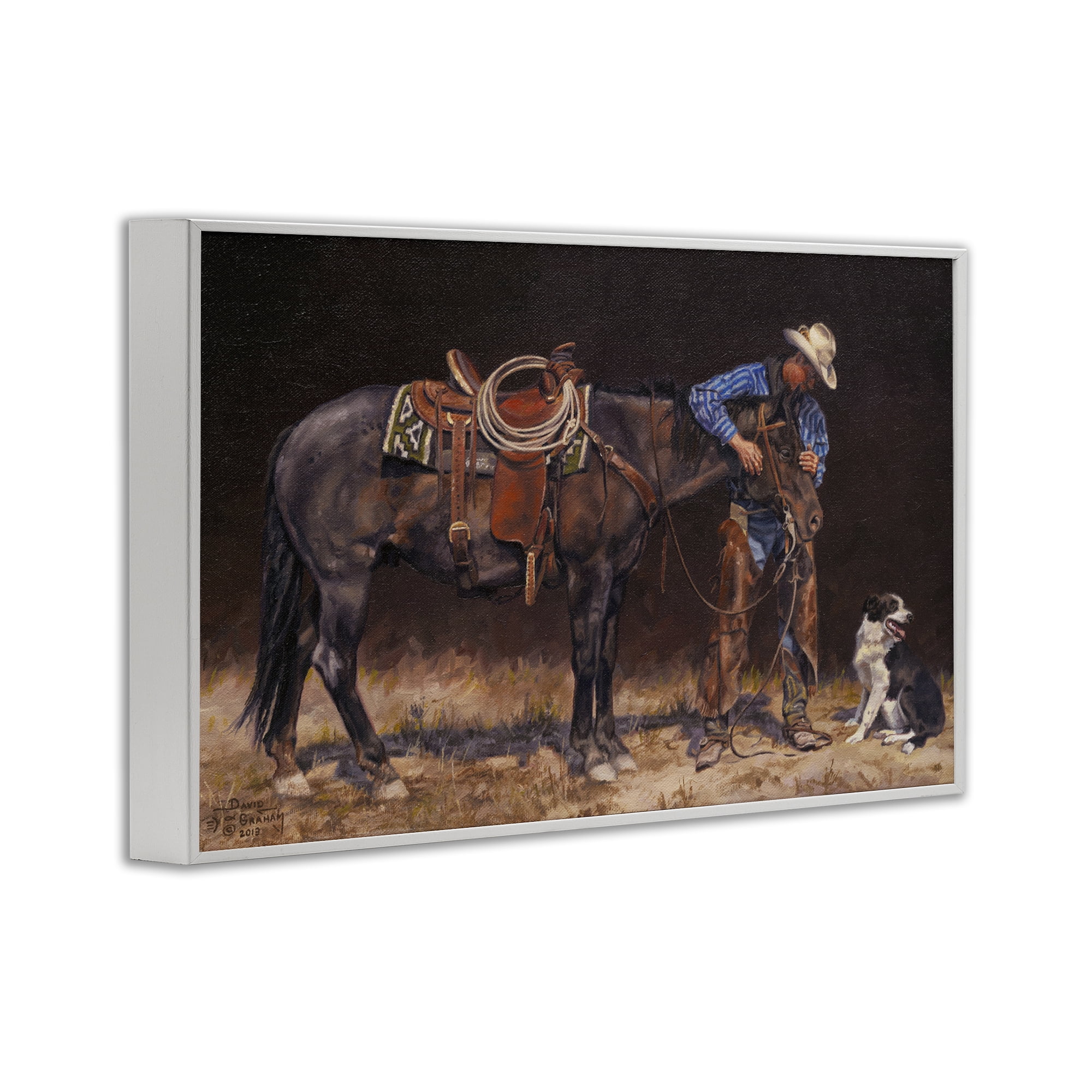 Stupell Industries Western Horse & Dog Animals & Insects Painting White Framed Art Print Wall Art, 24 x 16