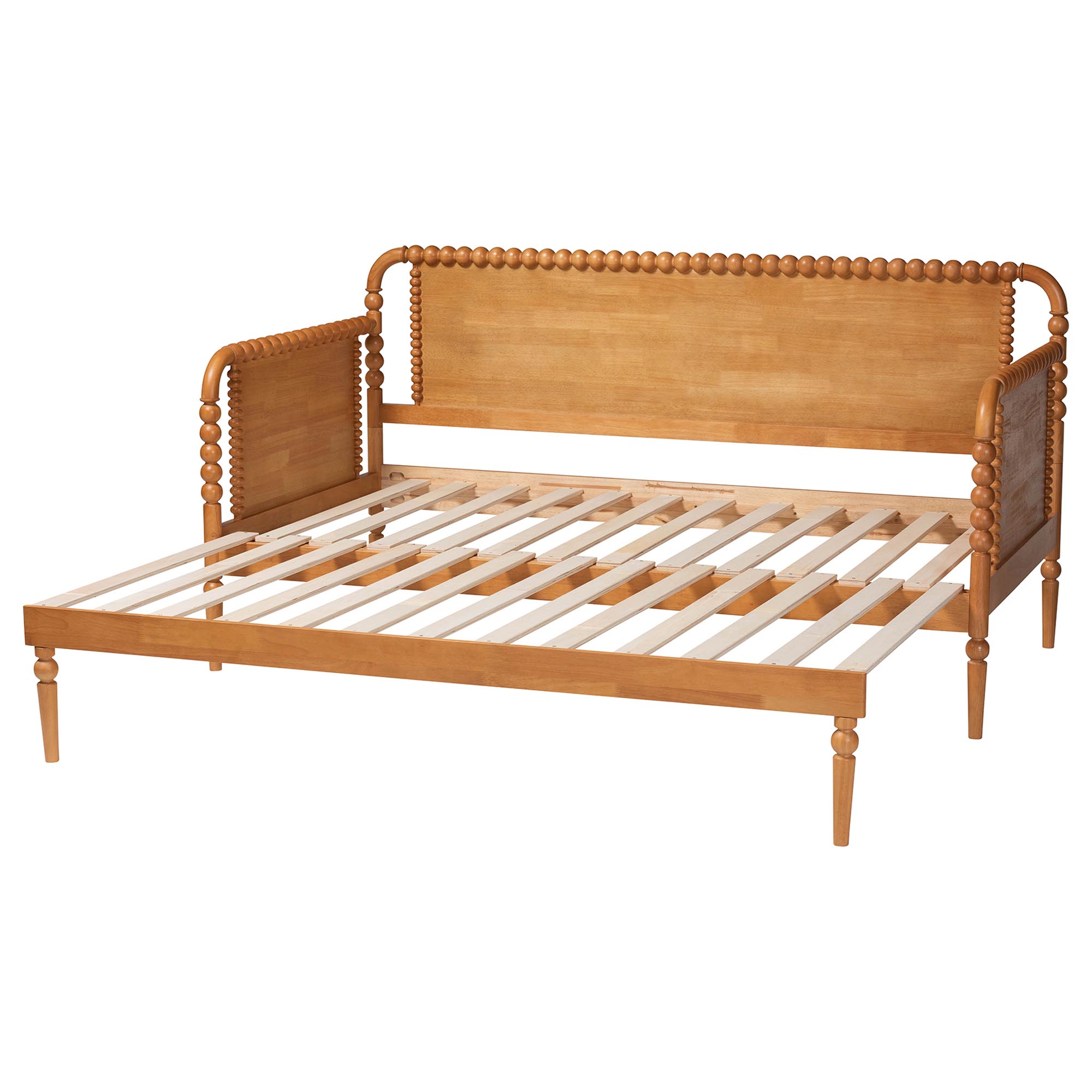Baxton Studio Lucera Traditional Expandable Daybed, Twin to King, Oak Brown