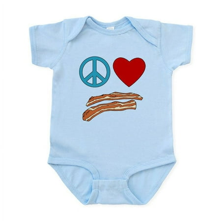 

CafePress - Peace Love Bacon Symbology Infant Bodysuit - Baby Light Bodysuit Size Newborn - 24 Months