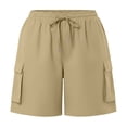 thumbnail image 4 of MYAOYI Womens Drawstring Cargo Shorts with Pockets Elastic Waist Loose Fit Casual Summer Shorts for Women, 4 of 8