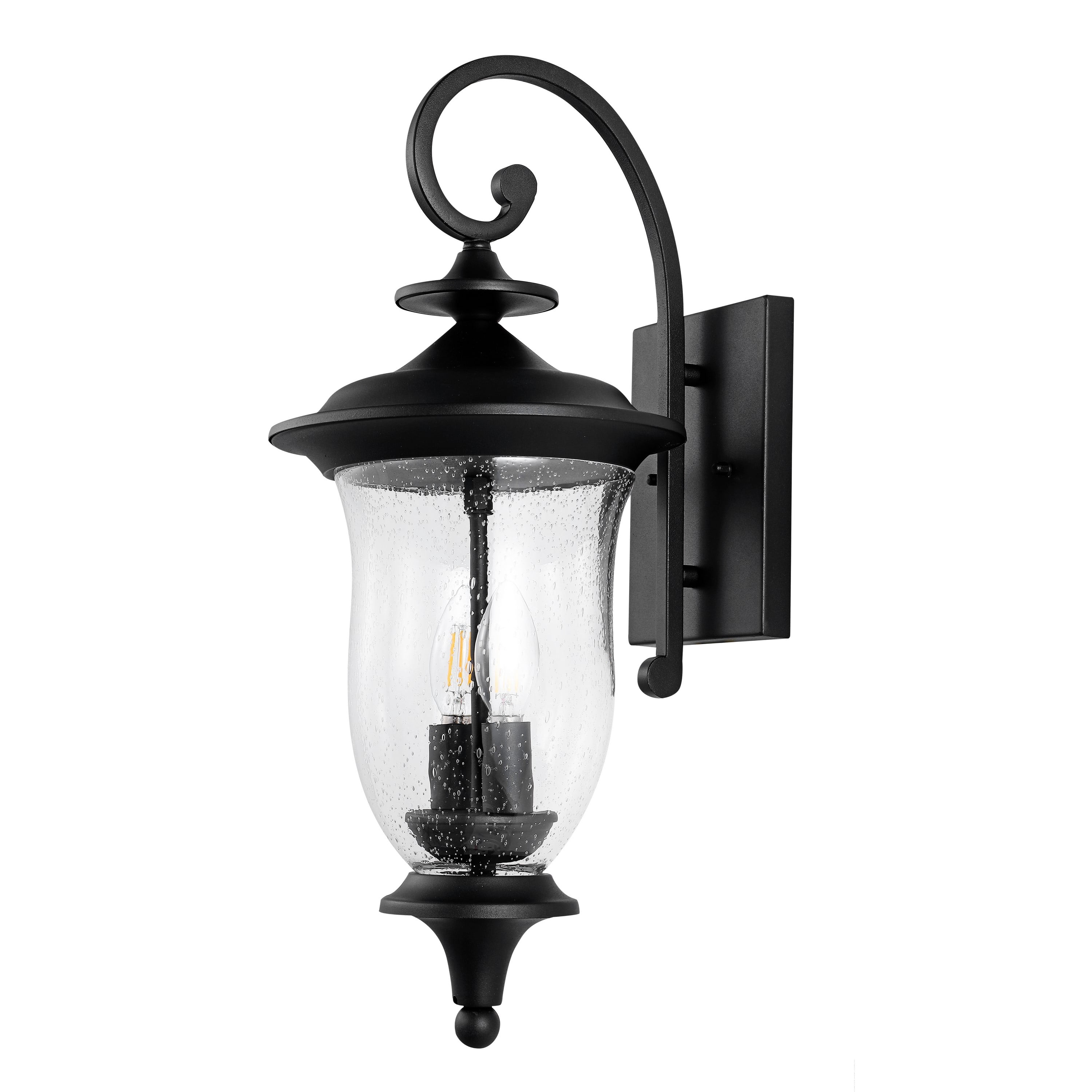 SAFAVIEH Dowell 2-Light LED Black Metal Wall Sconce with Clear Shade, Set of 2