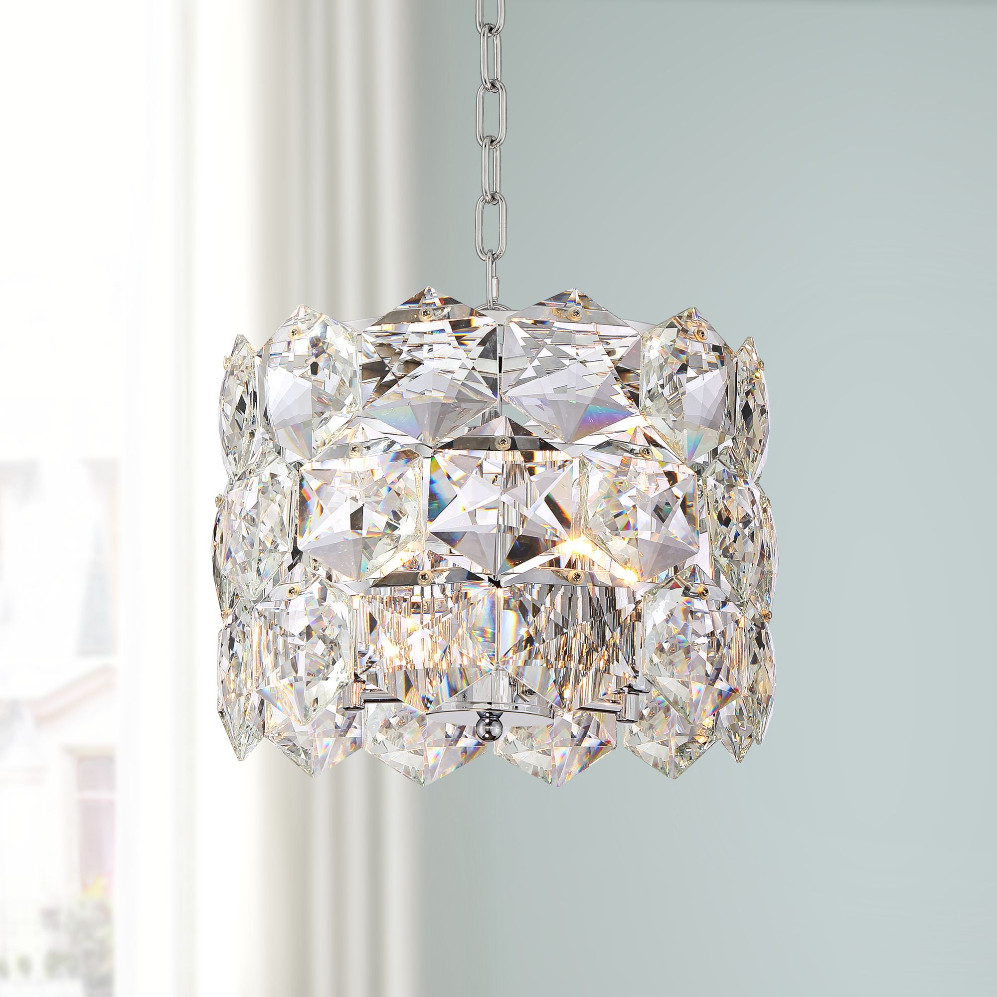 Vienna Full Spectrum Chrome Crystal Pendant Chandelier 13 1/2" Wide Modern 5Light Fixture for