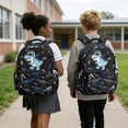 thumbnail image 4 of FKELYI Blue Dinosaur Skeleton Print Kids Backpack for Boys 17 Inch School Backpacks Spacious Bookbag Boys Age 6-16 Casual Daypack for Elementary Student, 4 of 7