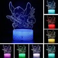 thumbnail image 2 of Figura de anime Stitch Lilo y Stitch con animales lindos, personaje 3D con ilusión óptica LED, luz nocturna para dormir, 2 of 5