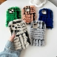thumbnail image 2 of Fluffy Fuzzy Furry Warm Plush Stripe Pattern Compatible with iPhone Case (Grey,iPhone 13 Pro), 2 of 7