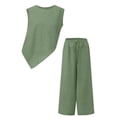 thumbnail image 6 of Women's Two Piece Matching Lounge Sets Asymmetrical Split Tank Tops Wide Leg Pants Summer Outfits Tracksuit Vacation Travel Outfits, 6 of 6