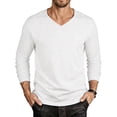 thumbnail image 3 of REZUOFI Mens V Neck Long Sleeve T Shirt Solid Color Breathable Casual Loose for Spring Fall Daily Sports, 3 of 7