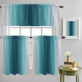 thumbnail image 4 of Turquoise Gray Gradient Curtain Tier and Valance Set 3 Piece, Modern Minimalist Art 3-inch Rod Pocket Window Tier Curtains Valance for Kitchen Living Room, 4 of 9