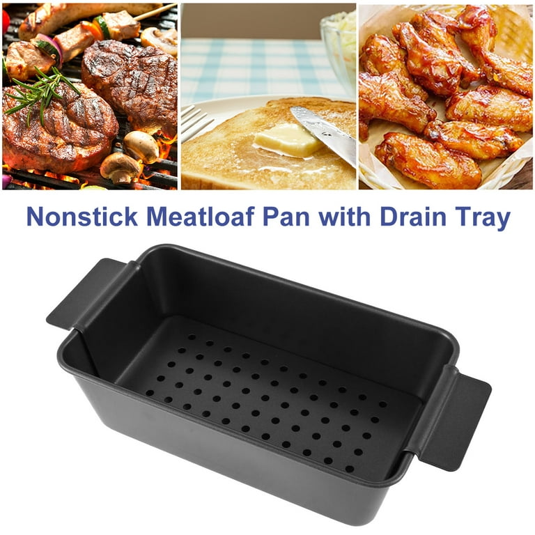 HONGBAKE Meatloaf Pan with Drain Tray, 9 x 5 Loaf Pans with Insert,  Nonstick Meat Loaf for Baking, Reduce the Fat and Kick Up the Flavor,  Champagne
