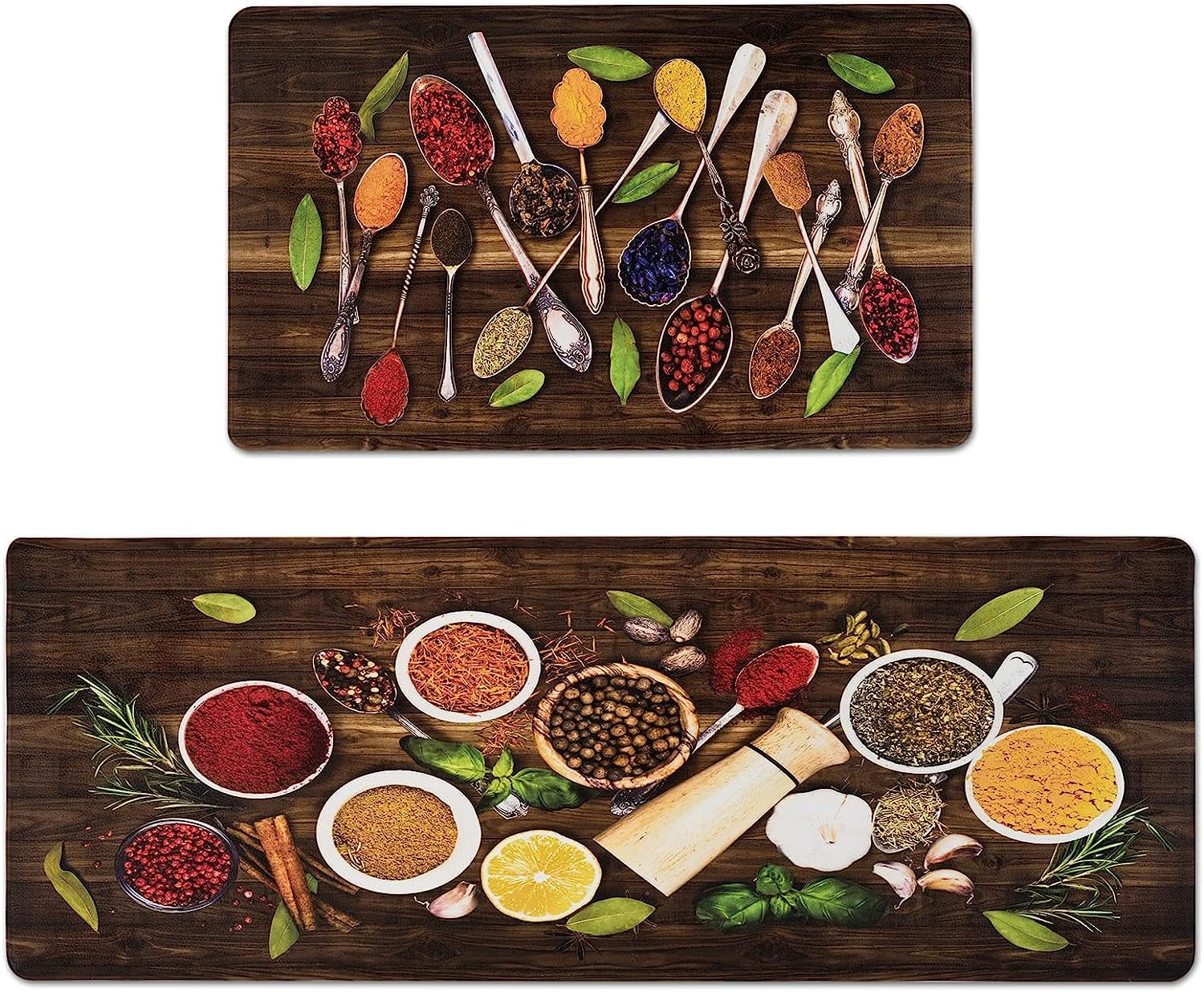 Farmhouse Kitchen Rugs Set 2 Piece Cushioned Anti Fatigue Kitchen Mat