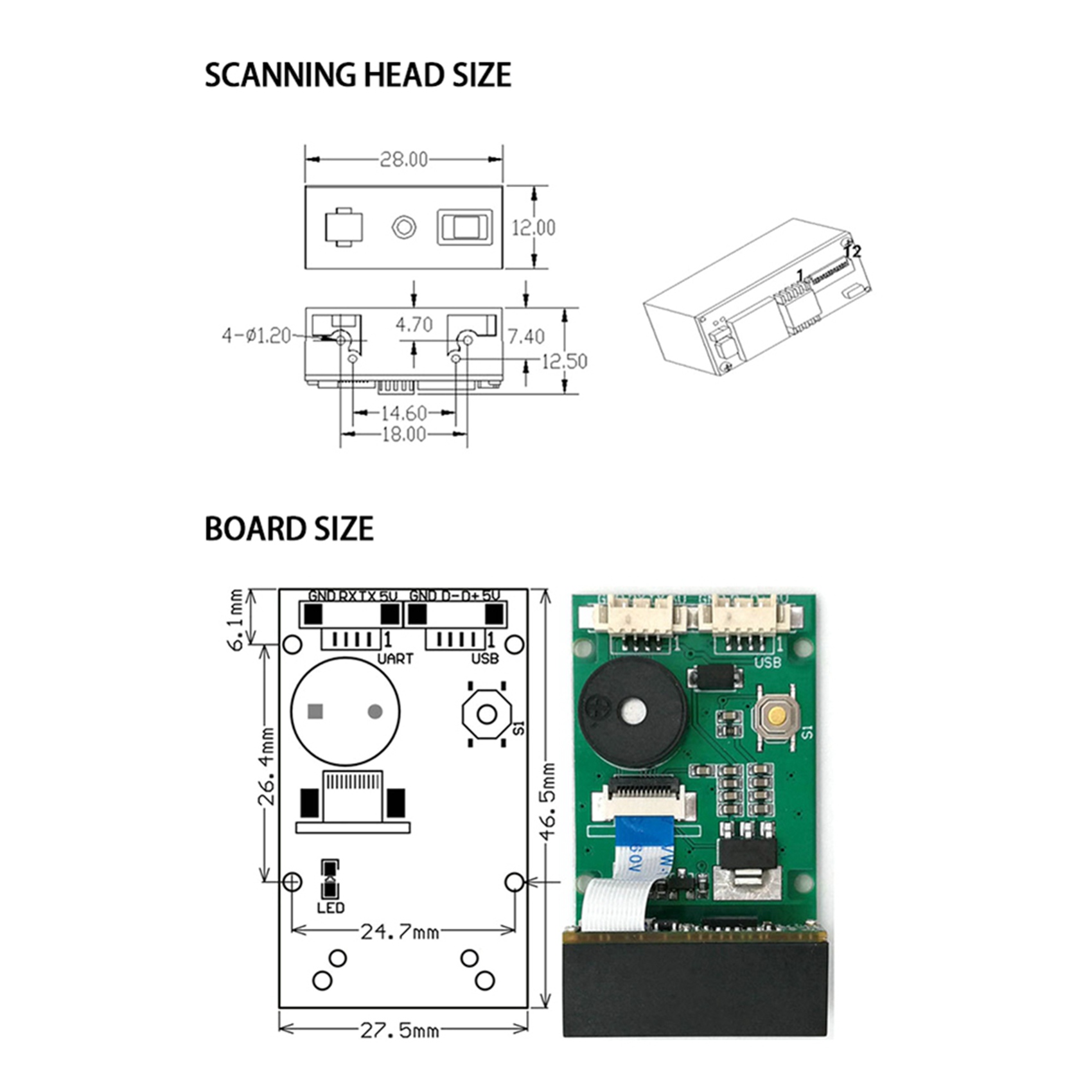 2X GM67 1D 2D USB UART Bar Code Qr Code Scanner Module Reader for Android
