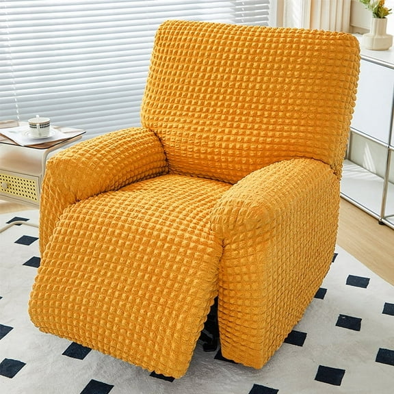 XmhyTop Couch Cover Sofa Covers 1 seat Dark Yellow Easy - Fit Washable Reclining Chair Cover for Living Room Sofa - Ideal Furniture Protector