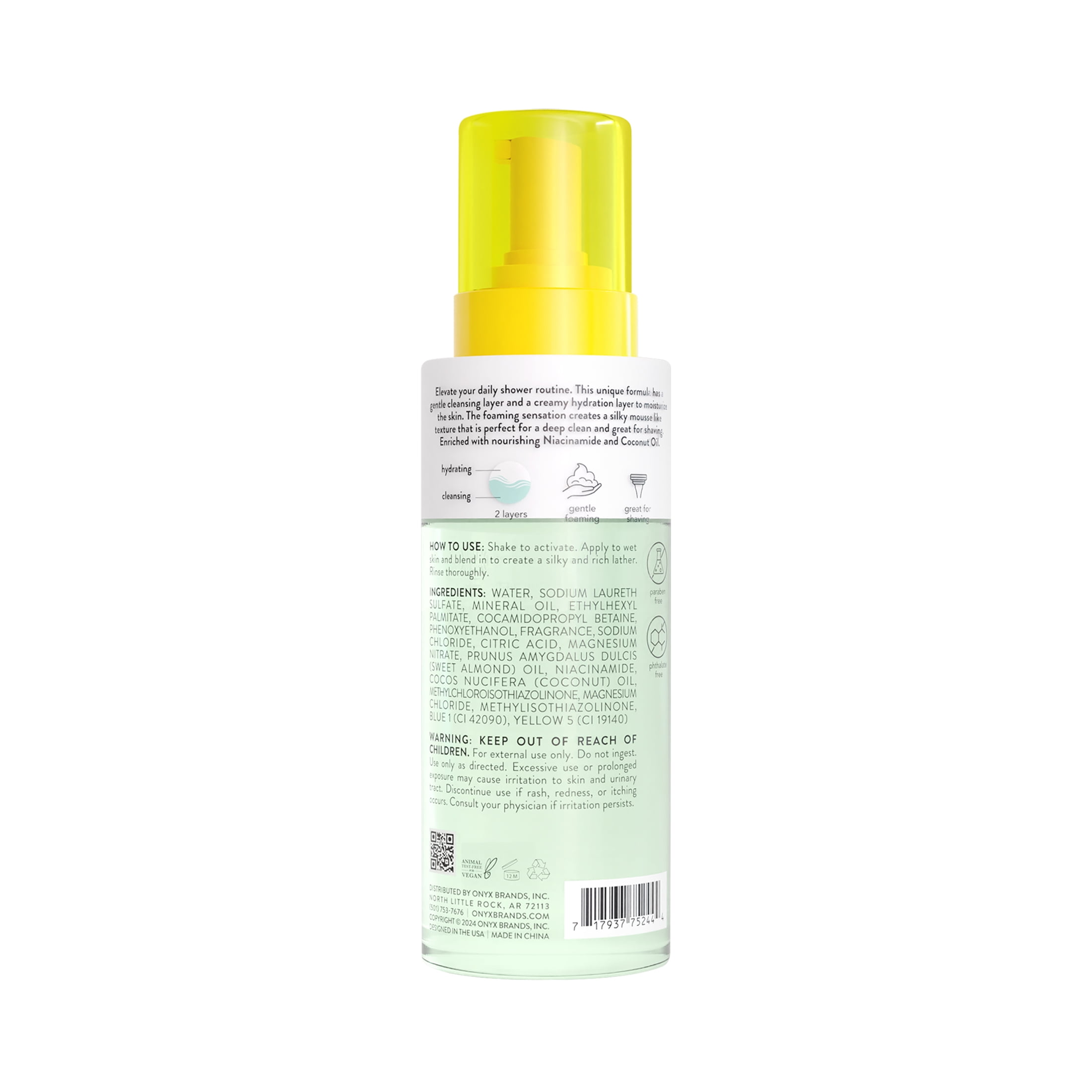 ONYX Professional Foaming & Hydrating Body Wash Shake, Coconut Bliss, 16.2 fl oz
