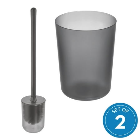 iDesign Finn Waste Can and Bowl Brush 2 Piece set, Smoke and (Best Way To Smoke A Bowl)