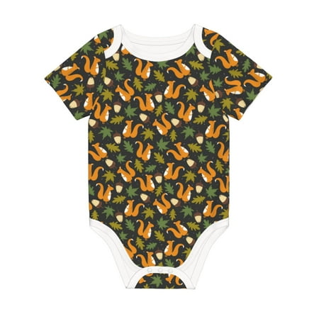 

Coaee Forest Squirrel for Soft Cotton Baby Short-Sleeve Bodysuit Baby Girls Boys Bodysuit Romper