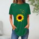 thumbnail image 2 of Tops de Verano de las Mujeres Suelto Ajuste Girasol Impresión Cuello Redondo Suelto 3/4 Manga Superior, Tops de Moda de las Mujeres, 2 of 3