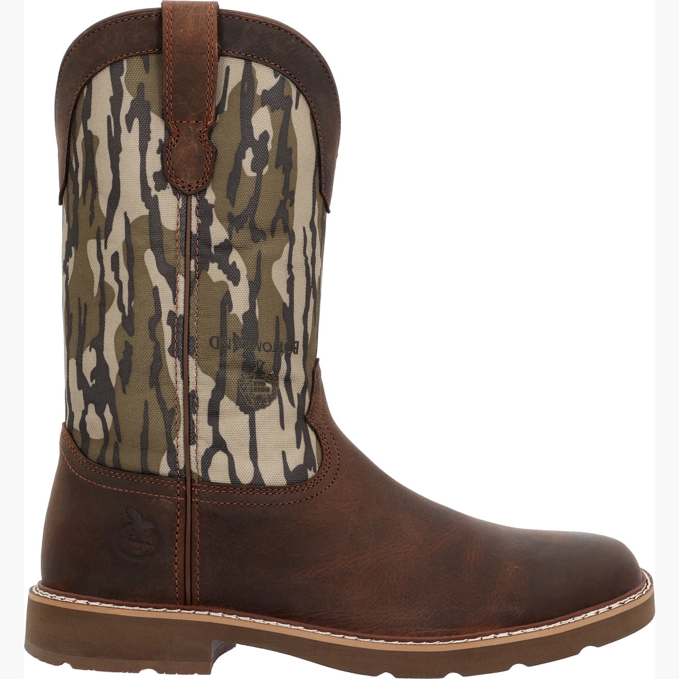 Old West Mens Broad Square Toe Burnt Dark Brown Leather  display picture 1