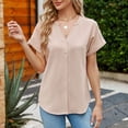 thumbnail image 4 of Eres Más Que una Camisa de Puntuación de Prueba con Cuello en V Algodón Hemstitch Patchwork Manga Corta Top Casual, Blusa Ligera de Verano para Uso Diario, 4 of 7