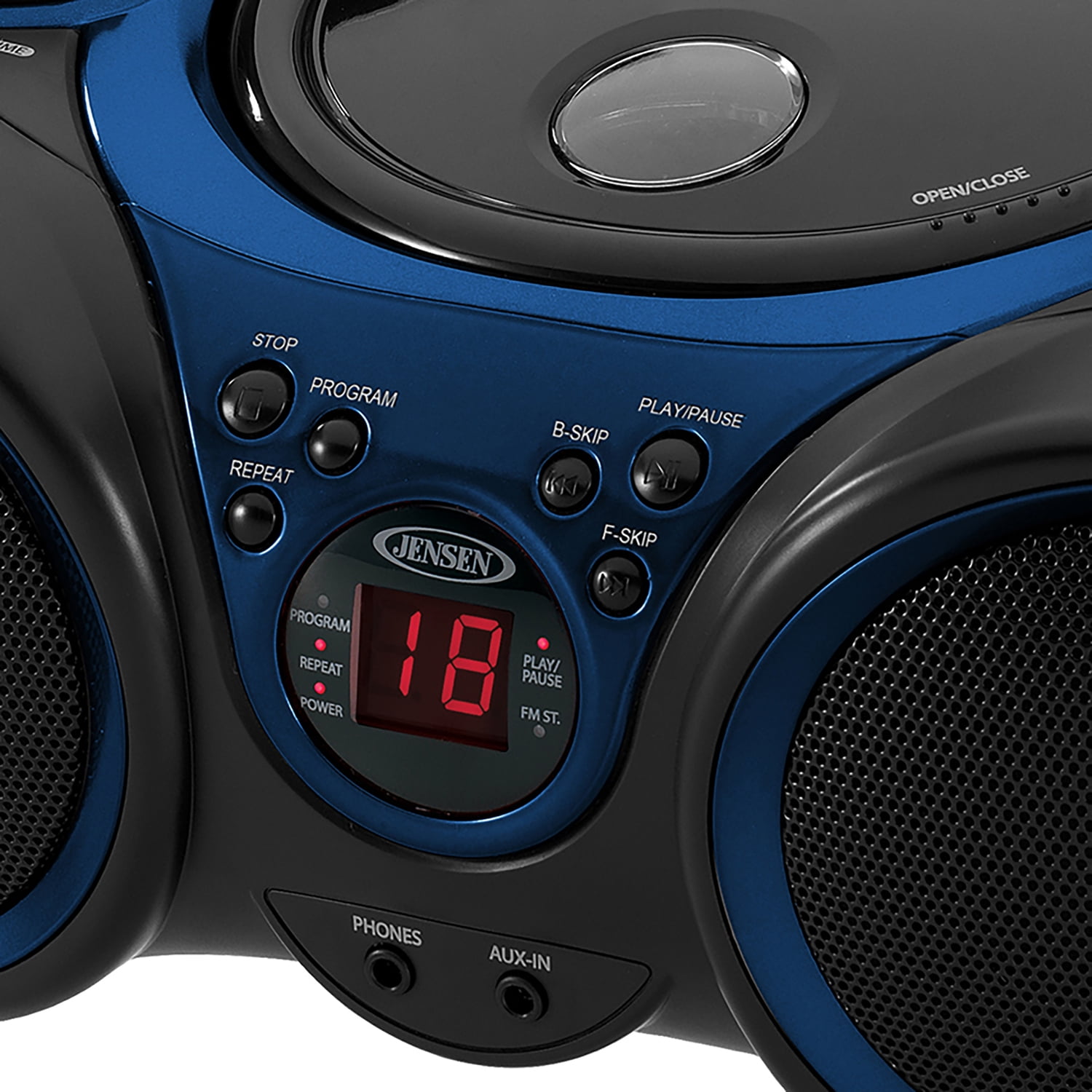 JENSEN Portable CD Player with AM/FM Stereo Radio, CD-490 (Blue/Black), CD-490A-BB