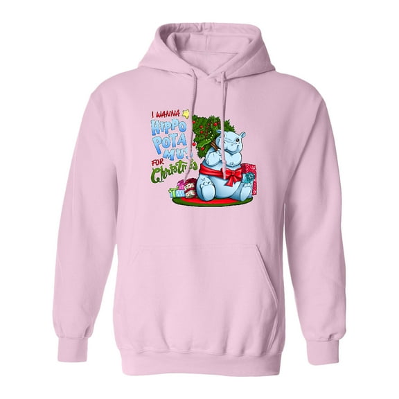 Inktastic I Wanna Hippopotamus for Christmas Cute Hippo Adult Hoodie Sweatshirt