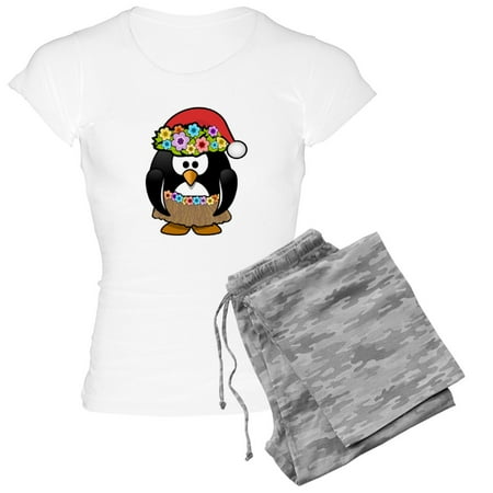 CafePress - Hawaiian Christmas Penguin Pajamas - Women s Short Sleeve Print T-Shirt and Pants Light Cotton Pajama Set