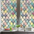 thumbnail image 4 of Prisms Window Film Sun Blocking Rainbow Crystal Grids Privacy Window Cover | Decorative Static Cling Stained Glass Vinyl | Heat Reducing One Way Window Tint for Home Bathroom Office, 4 of 6