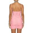 thumbnail image 2 of DOPI Women's Sexy Bodycon Cut Out Ruched Backless Spaghetti Strap Mini Club Party Dresses, 2 of 6