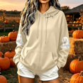 thumbnail image 2 of Hoodies for Women Halloween Long Sleeve Sweatshirt Classic Print Zip Casual Tops With Pockets Fleece Lined, 2 of 5