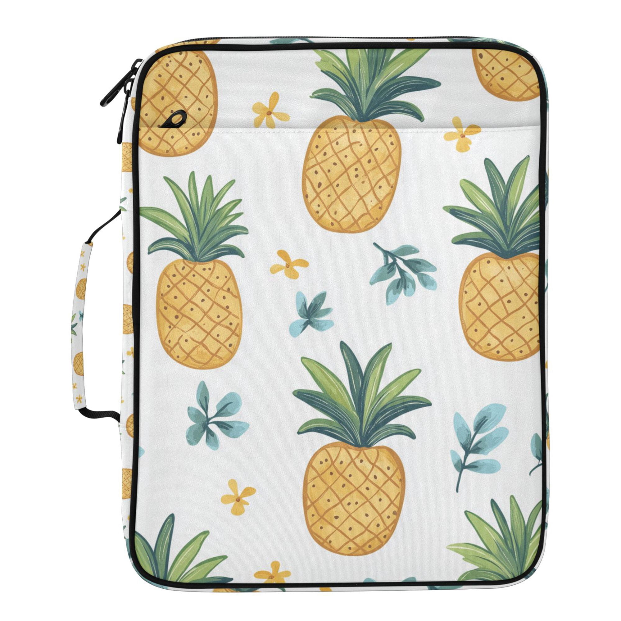 FORMRS Accordion File Folder A4 Size 7-Pocket Expanding Document Organizer Bag with 3 Ring Binder, Pineapple