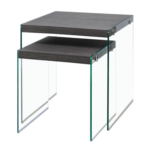 Monarch Nesting Table 2Pcs Set / Grey With Tempered Glass