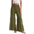 thumbnail image 3 of Laqbezok Women's High Waist Tiered Ruffle Wide Leg Pants, Smocked Elastic Waist Palazzo Trousers, Casual Flowy Pleated Summer Beach Swing Pants Boho Vacation Wear, 3 of 9