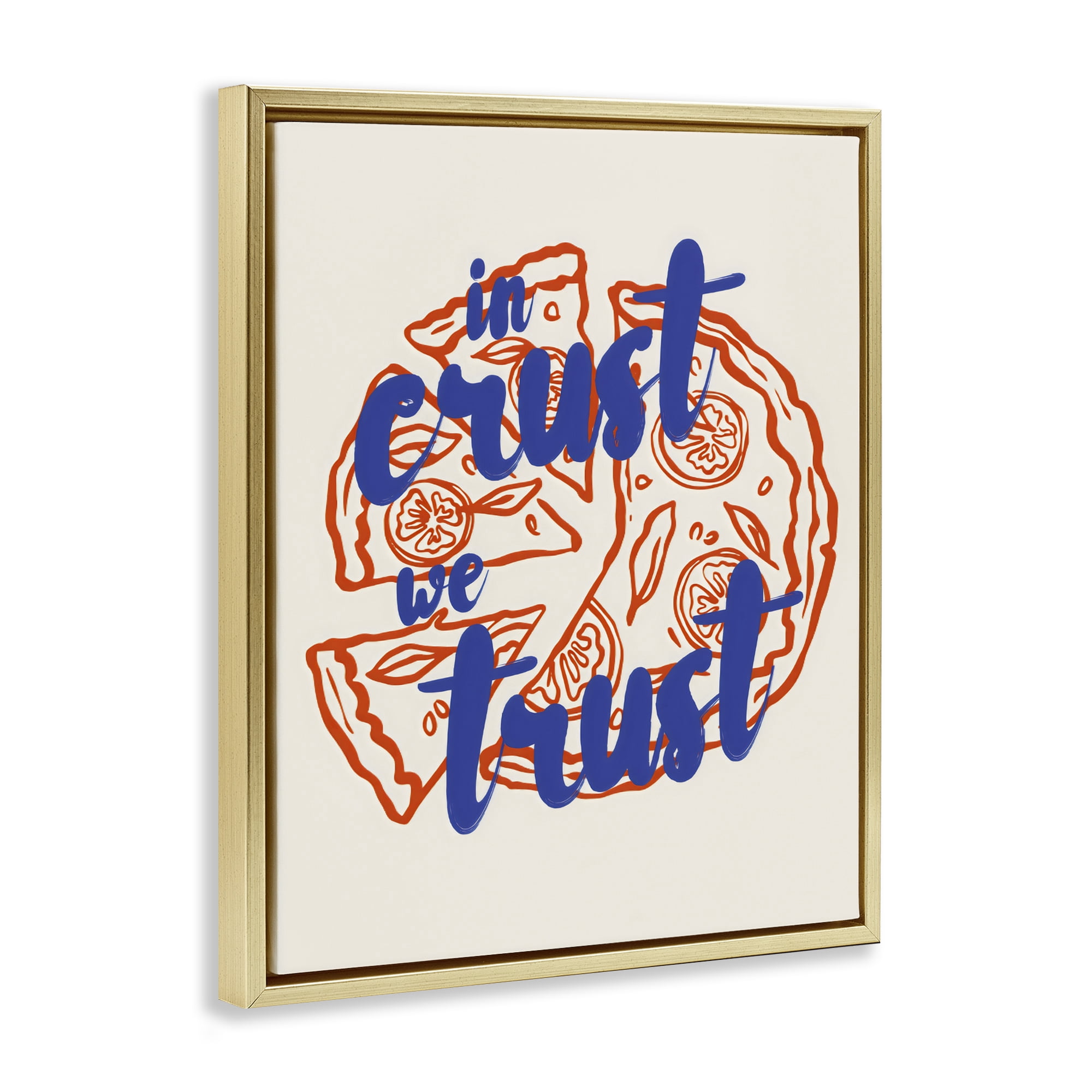 Stupell Industries In Crust We Trust Pizza Gold Framed Floater Canvas Wall Art, design by The Prints Vibe