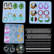 Epoxy Resin Mold For Earring Making, Crystal Jewelry Casting Moulds, DIY Resin Earrings Craft Kit Assorted Earring Hooks, Open Jump Rings, Earring Posts,Rubber Bullet Earring Backs