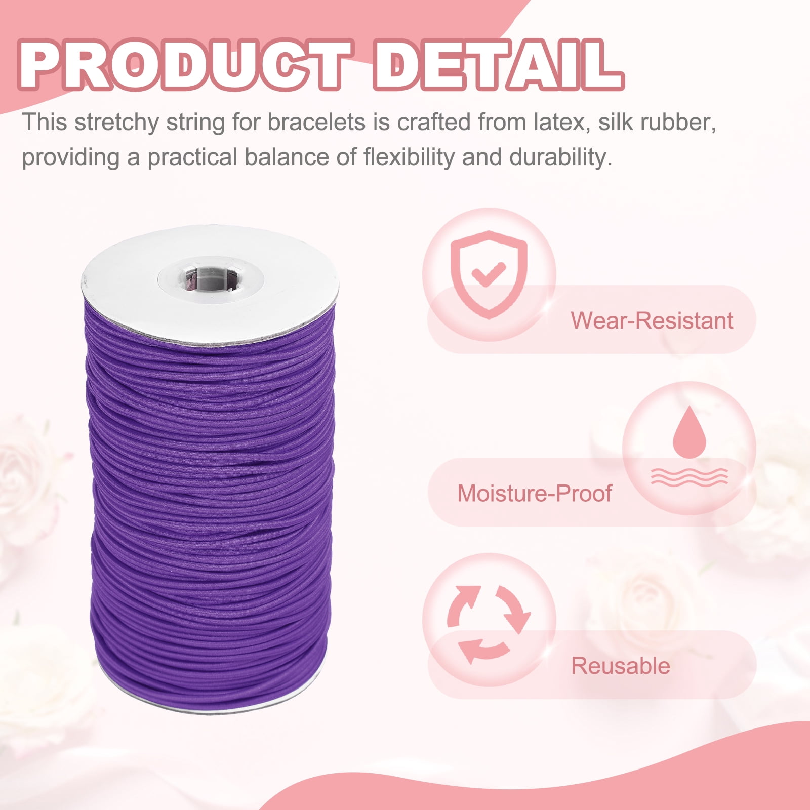 Uxcell Stretchy String for Bracelets, Elastic Crystal Thread Stretch Elastic Beading Cord 2.5mm & Dark Purple-Fitting For(Bracelets/Sewing/Beading/Necklace/Jewelry Making/Crafts DIY)