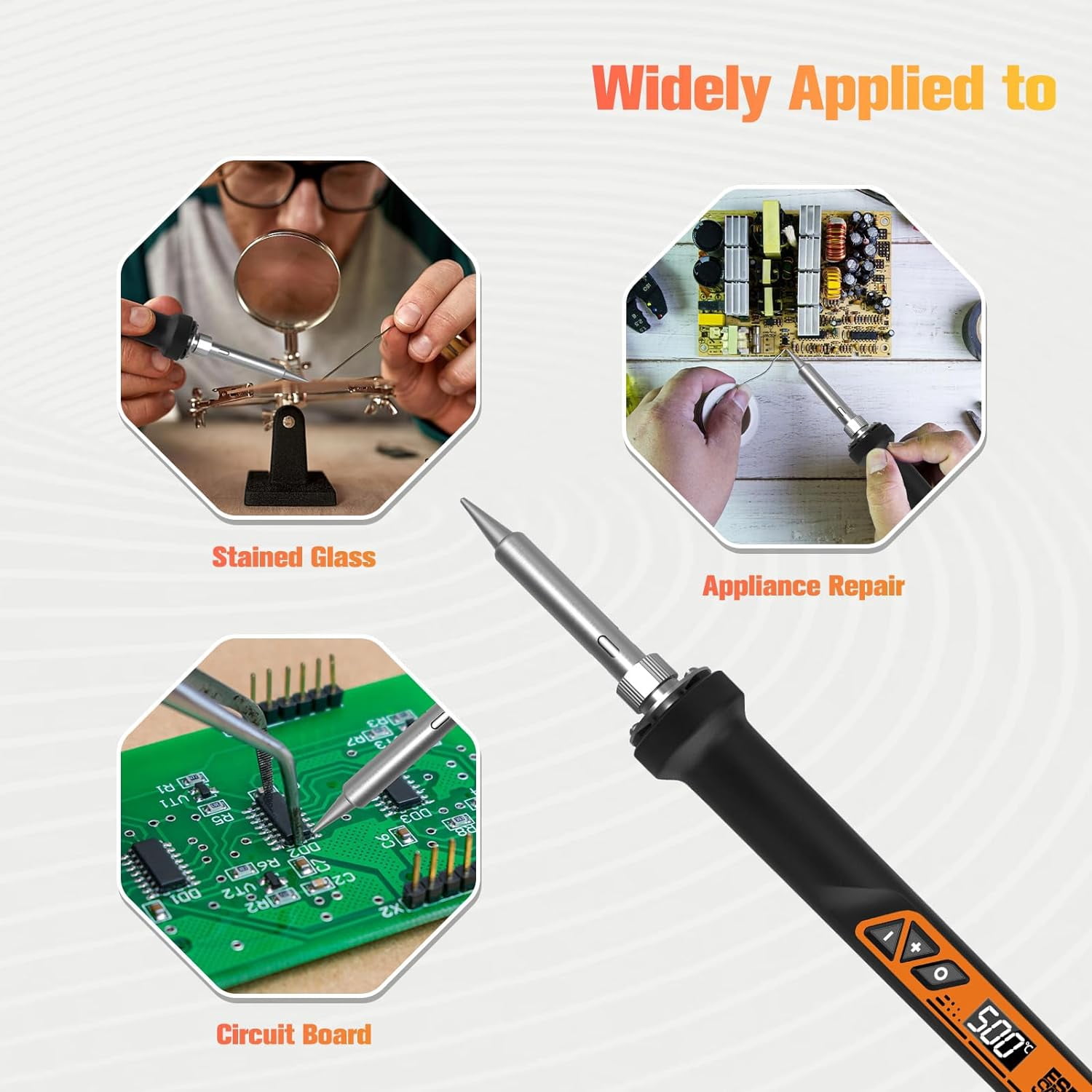 Soldering Iron, 160W Soldering Tool, LED Display Temperature Control Accurate 392°F-932°F, with ON/OFF Switch, 3 Iron Tips, Stand,Flux, Automatic Sleep Mode
