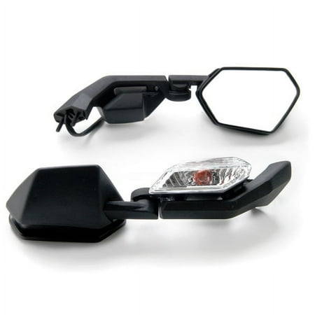 Krator Black Motorcycle Mirrors Turn Signals Left & Right