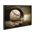 thumbnail image 2 of Kate and Laurel Sylvie Three Vintage Bats, Baseball Glove at Home Plate and Three Vintage Baseballs Framed Canvas Wall Art Set by Saint and Sailor Studios, 3 Piece Set Gray, Retro Baseball Art Set, 2 of 6