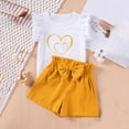 thumbnail image 3 of Cethrio Kids Girls Summer Outfit Sets, 2PC Flutter Sleeve Cotton Girls' Clothing Sets Yellow Size 2T, 3 of 8