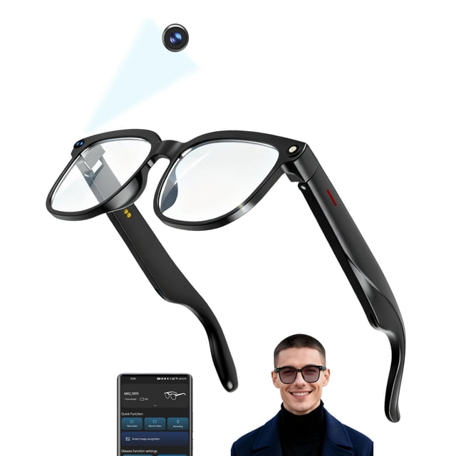 Gafas inteligentes MNVOEQ con cámara 4K, audio Bluetooth e IA