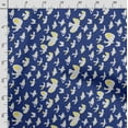 thumbnail image 3 of Soimoi Bird Printed, Cotton Satin Spandex, Sewing Fabric by The Yard 54 Inch Wide, Decorative Fabric for Dresses and Home Accents, Blue, 3 of 5